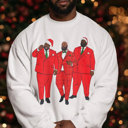Santa Men Trio Sweatshirt - Afrocentric Art by The Trini Gee