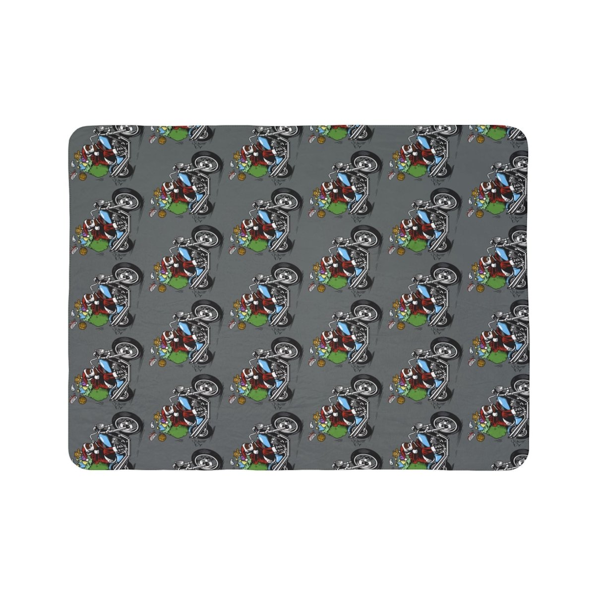Santa Motorcycle Sherpa Blanket - Afrocentric Art by The Trini Gee