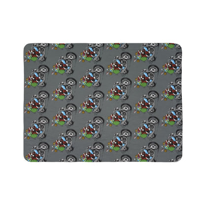 Santa Motorcycle Sherpa Blanket - Afrocentric Art by The Trini Gee