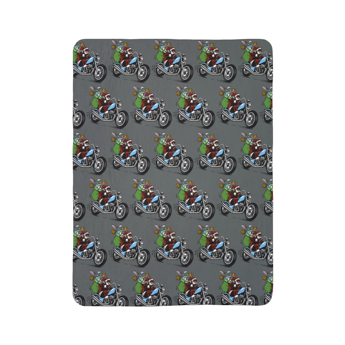 Santa Motorcycle Sherpa Blanket - Afrocentric Art by The Trini Gee