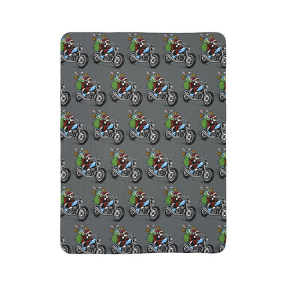 Santa Motorcycle Sherpa Blanket - Afrocentric Art by The Trini Gee