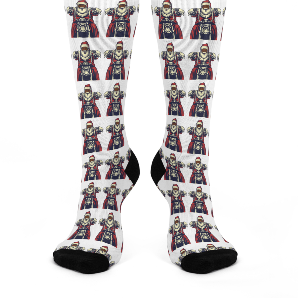 Santa Motorcycle Socks - Afrocentric Art by The Trini Gee