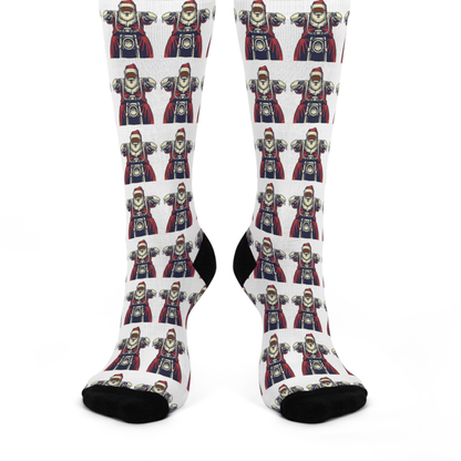 Santa Motorcycle Socks - Afrocentric Art by The Trini Gee