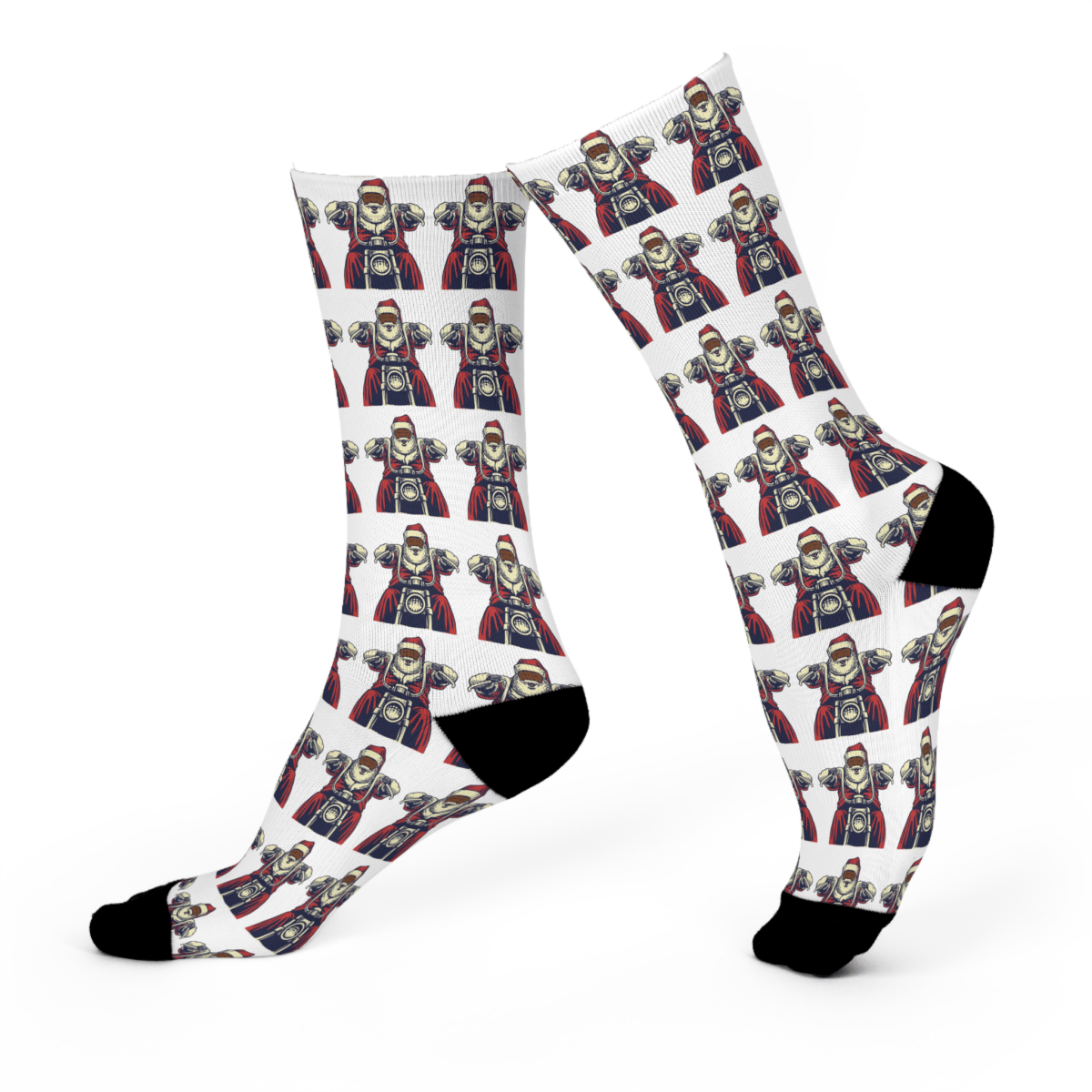 Santa Motorcycle Socks - Afrocentric Art by The Trini Gee