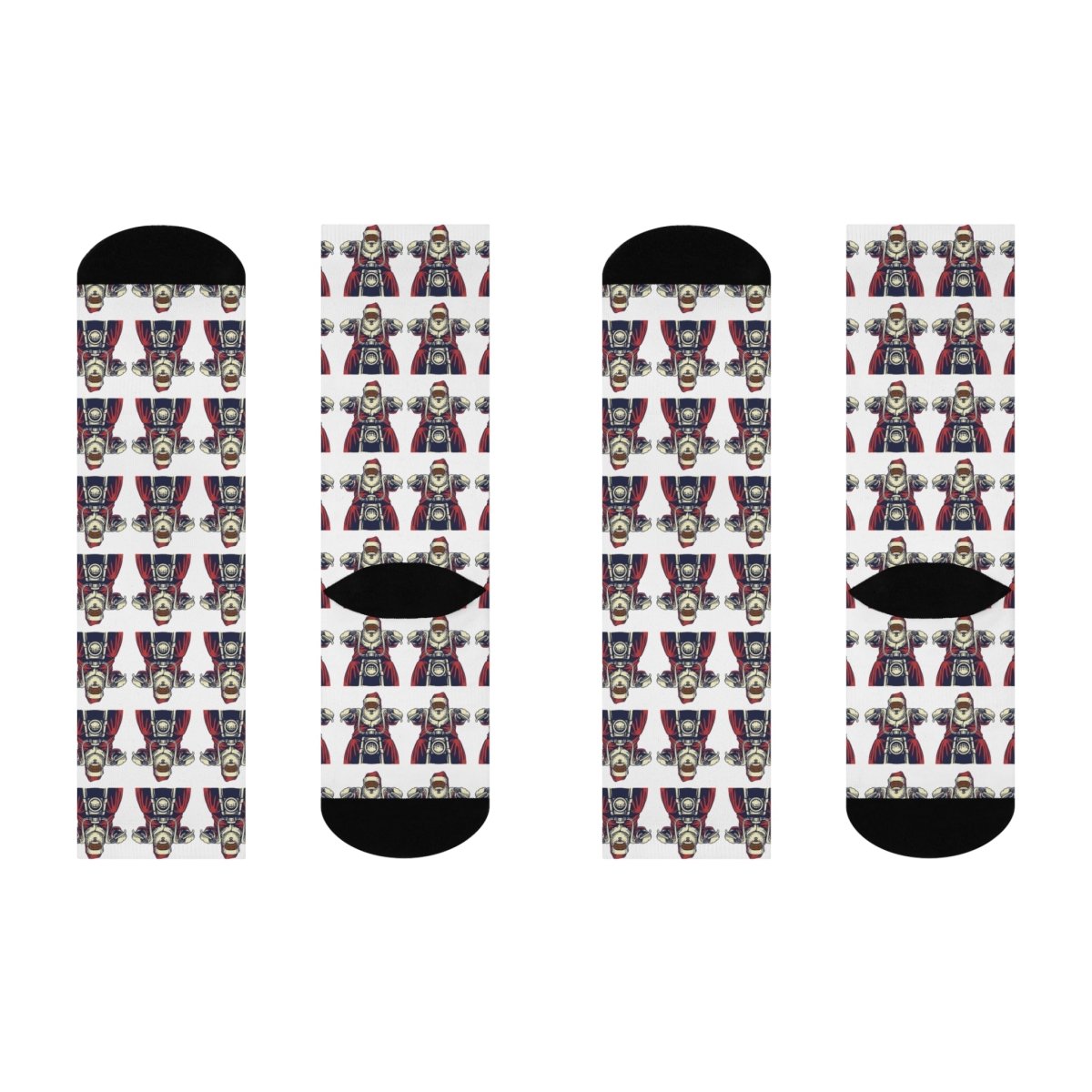 Santa Motorcycle Socks - Afrocentric Art by The Trini Gee