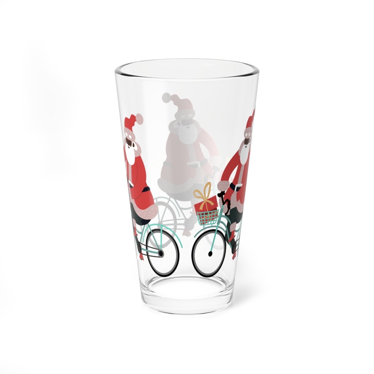 Santa on Bike 16oz Glass - The Trini Gee