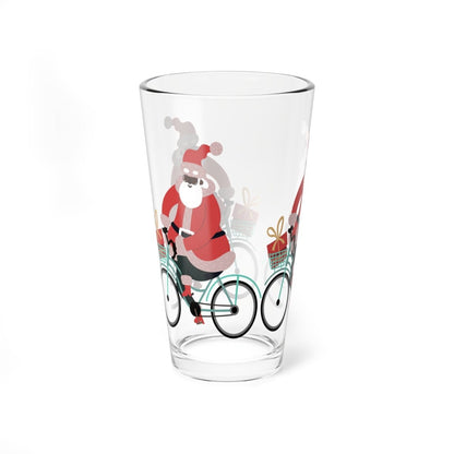 Santa on Bike 16oz Glass - The Trini Gee