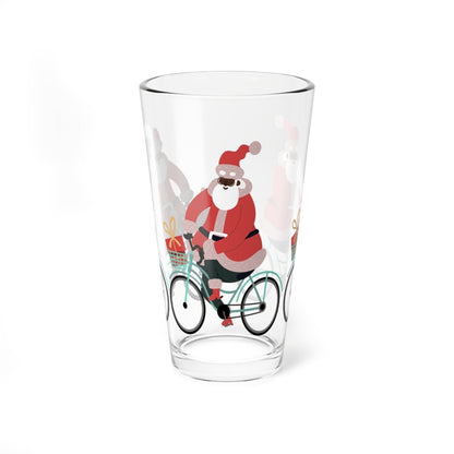 Santa on Bike 16oz Glass - The Trini Gee