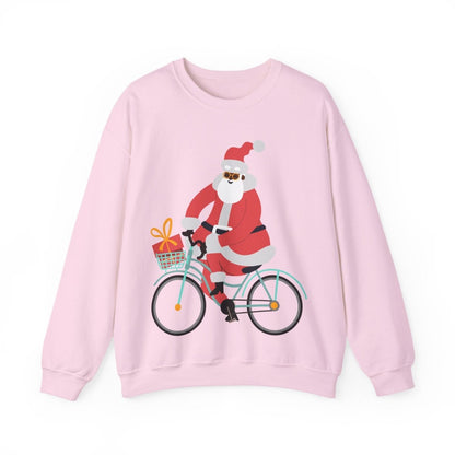 Santa on Bike Sweatshirt - Afrocentric Art by The Trini Gee