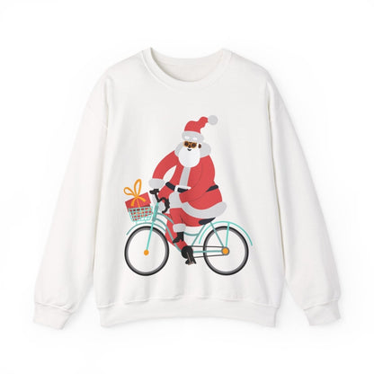 Santa on Bike Sweatshirt - Afrocentric Art by The Trini Gee