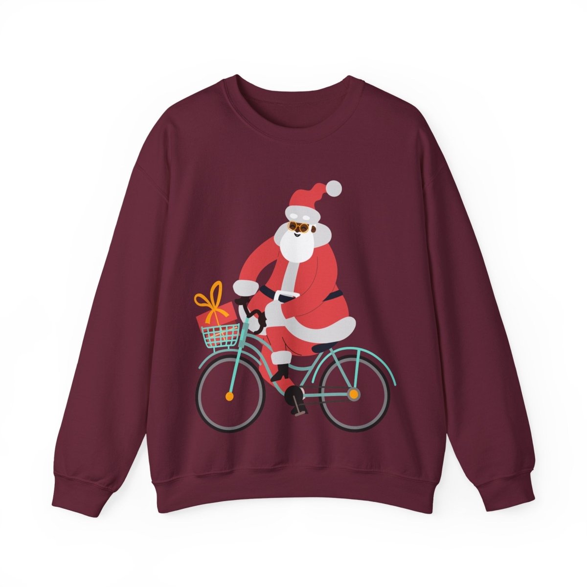 Santa on Bike Sweatshirt - Afrocentric Art by The Trini Gee