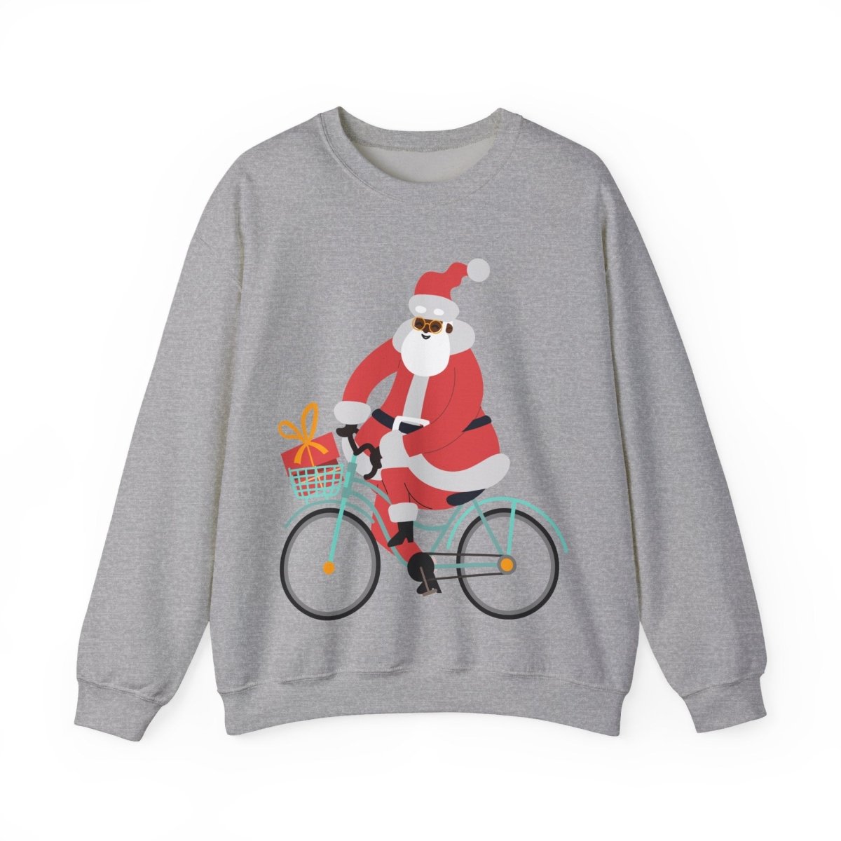 Santa on Bike Sweatshirt - Afrocentric Art by The Trini Gee