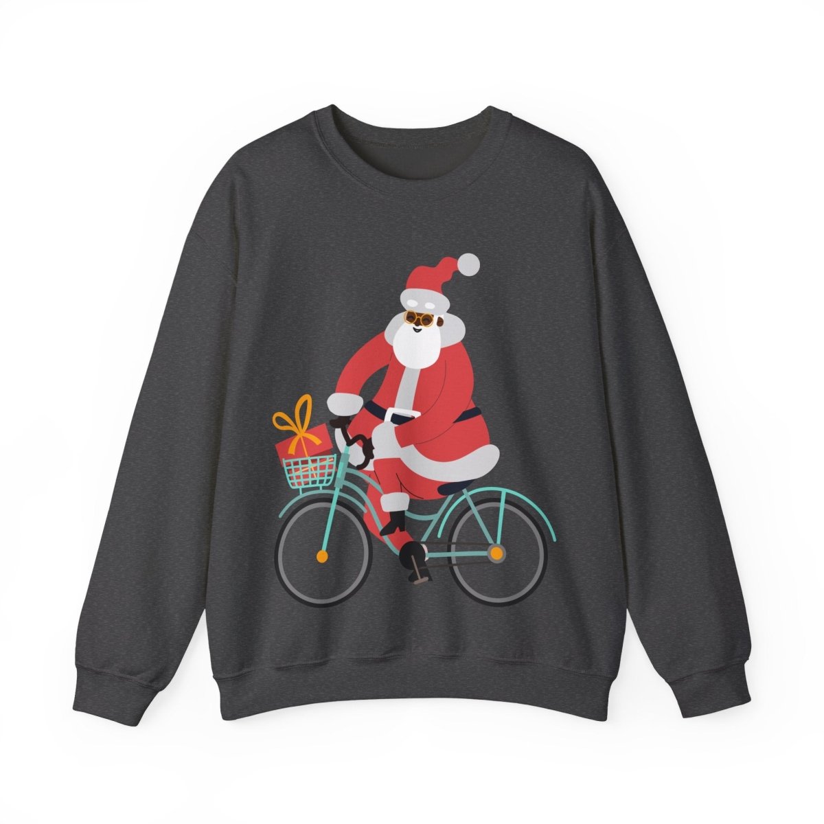 Santa on Bike Sweatshirt - Afrocentric Art by The Trini Gee