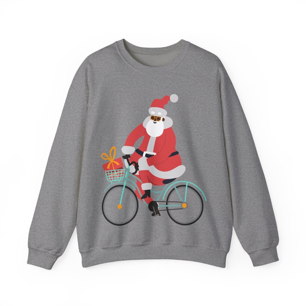 Santa on Bike Sweatshirt - Afrocentric Art by The Trini Gee