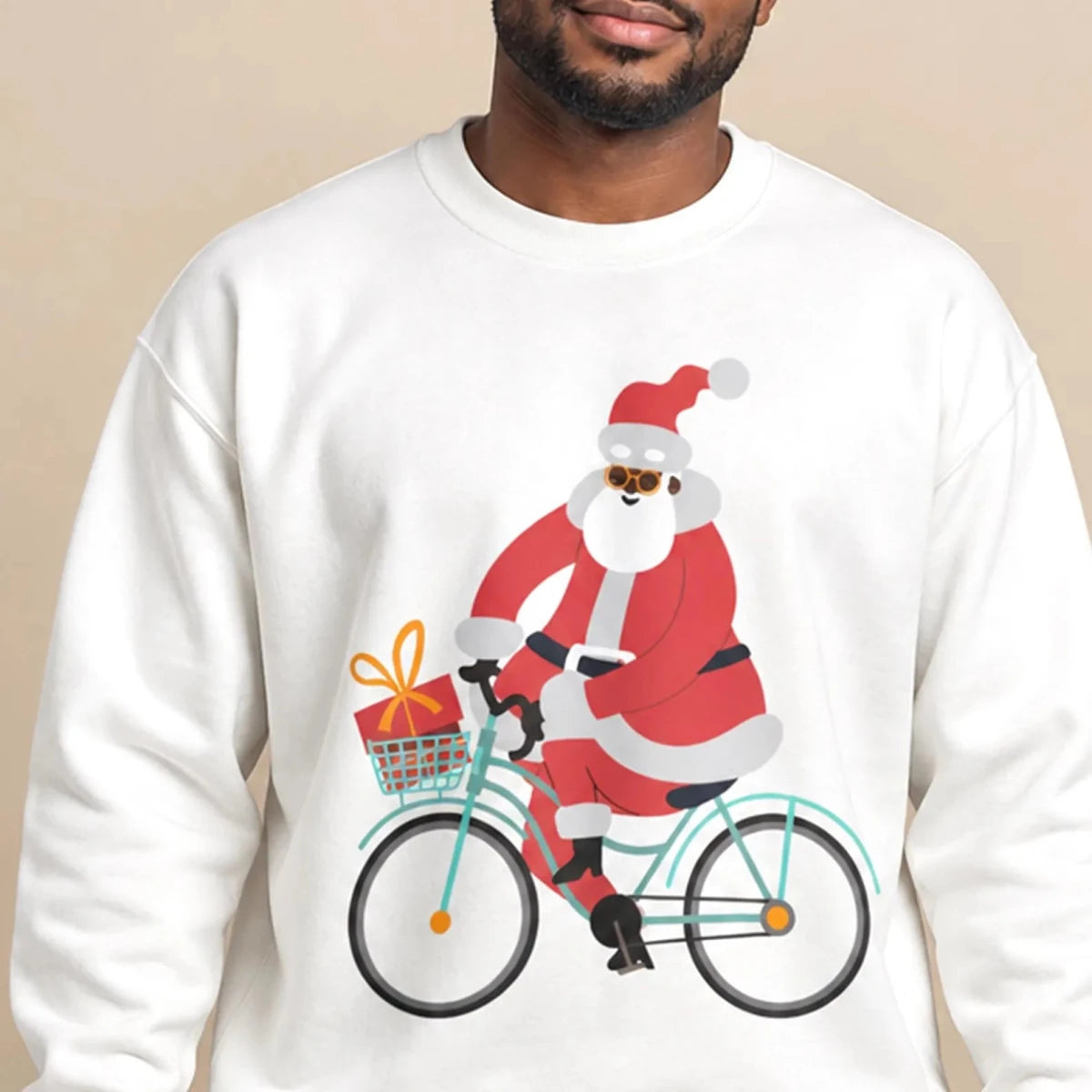 Santa on Bike Sweatshirt - Afrocentric Art by The Trini Gee