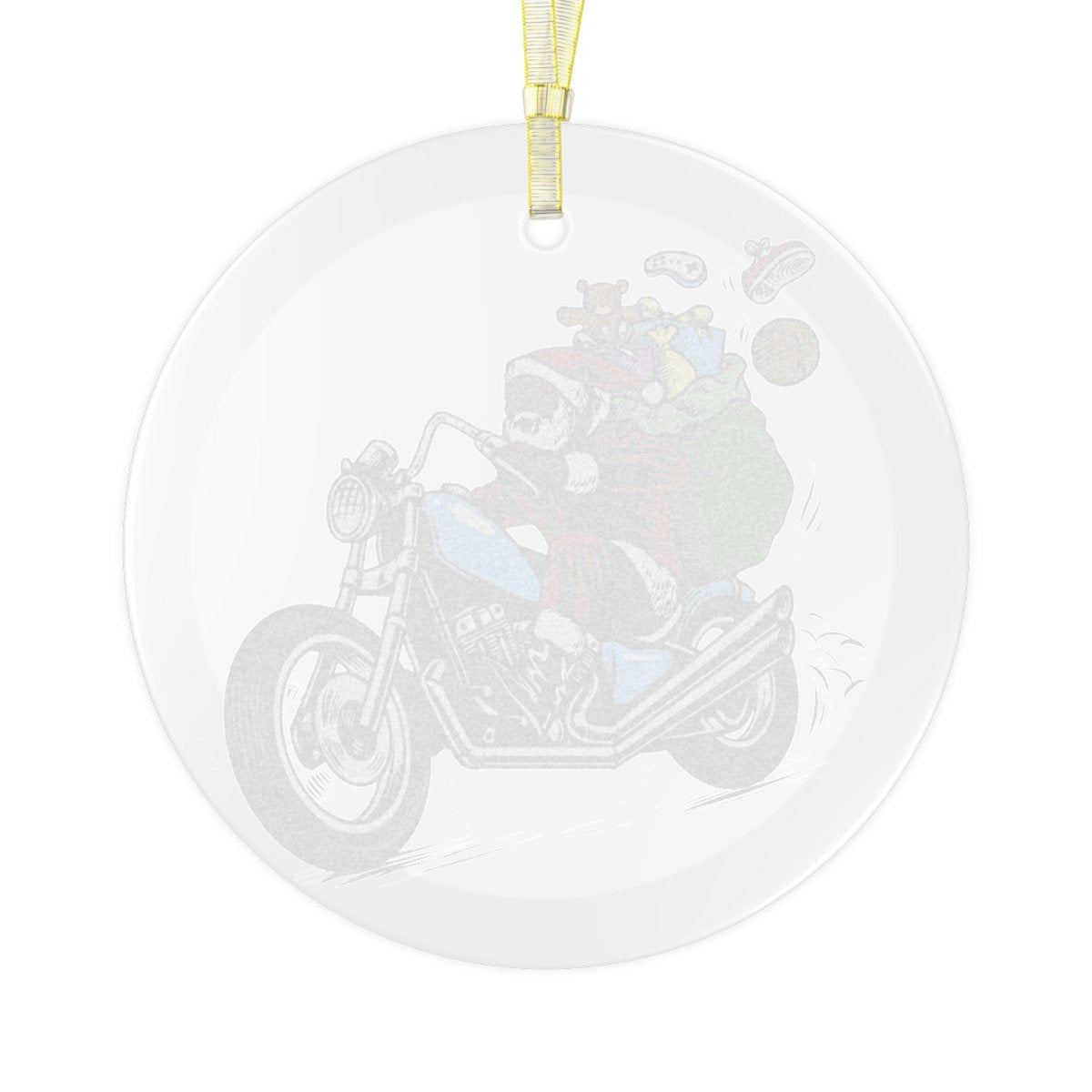 Santa on Motorcycle Glass Ornament - The Trini Gee