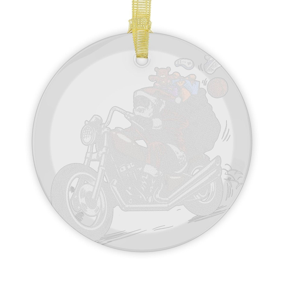 Santa on Motorcycle Glass Ornament - Afrocentric Art by The Trini Gee