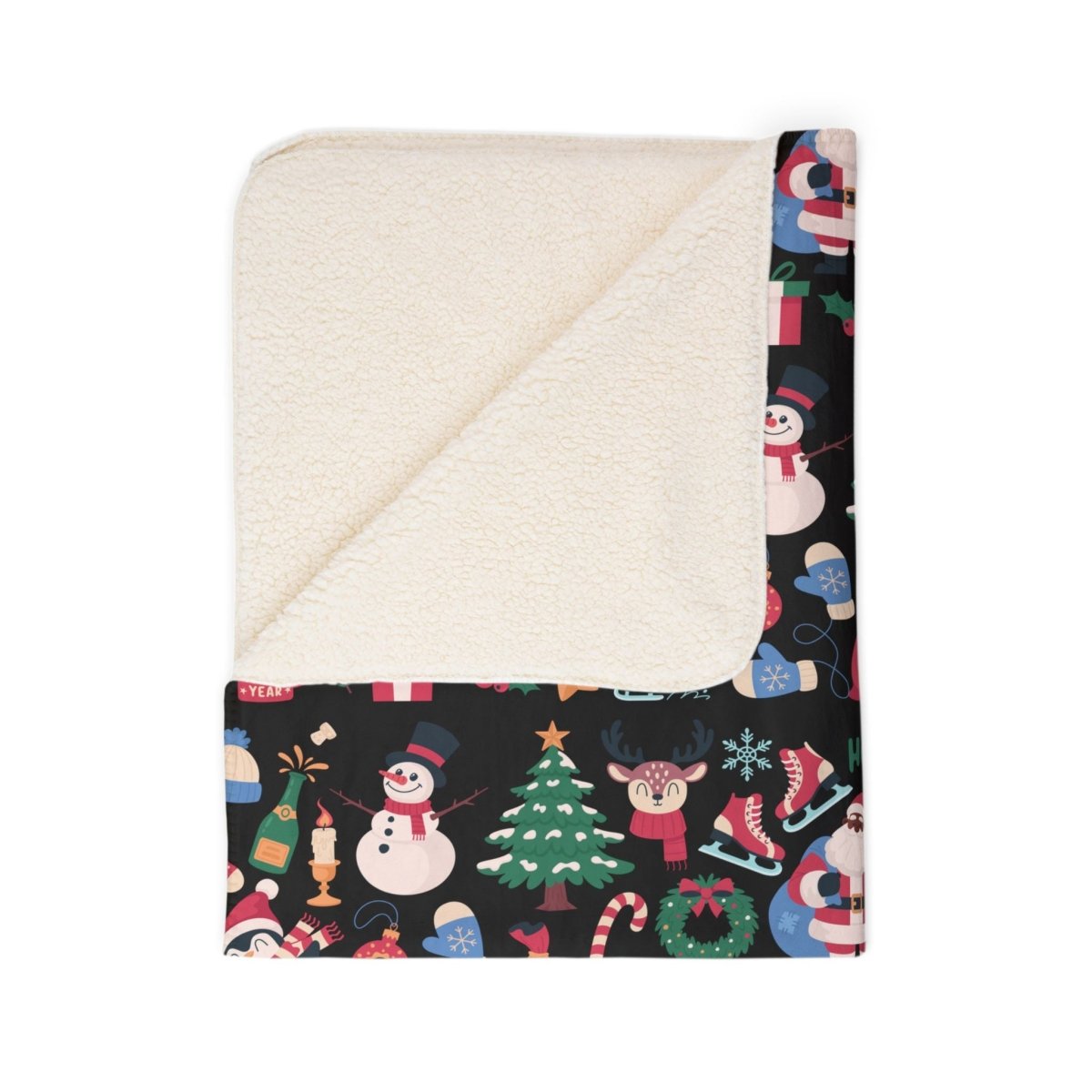 Santa Pattern Sherpa Blanket - Afrocentric Art by The Trini Gee