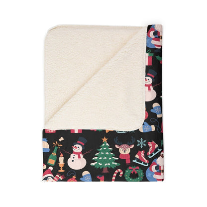 Santa Pattern Sherpa Blanket - Afrocentric Art by The Trini Gee