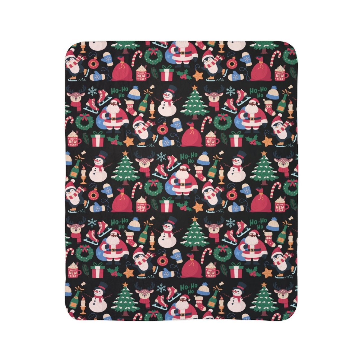 Santa Pattern Sherpa Blanket - Afrocentric Art by The Trini Gee