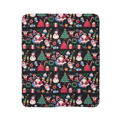 Santa Pattern Sherpa Blanket - Afrocentric Art by The Trini Gee