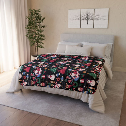 Santa Pattern Sherpa Blanket - Afrocentric Art by The Trini Gee