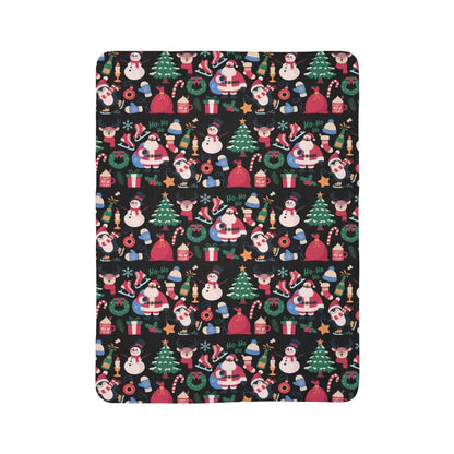 Santa Pattern Sherpa Blanket - Afrocentric Art by The Trini Gee