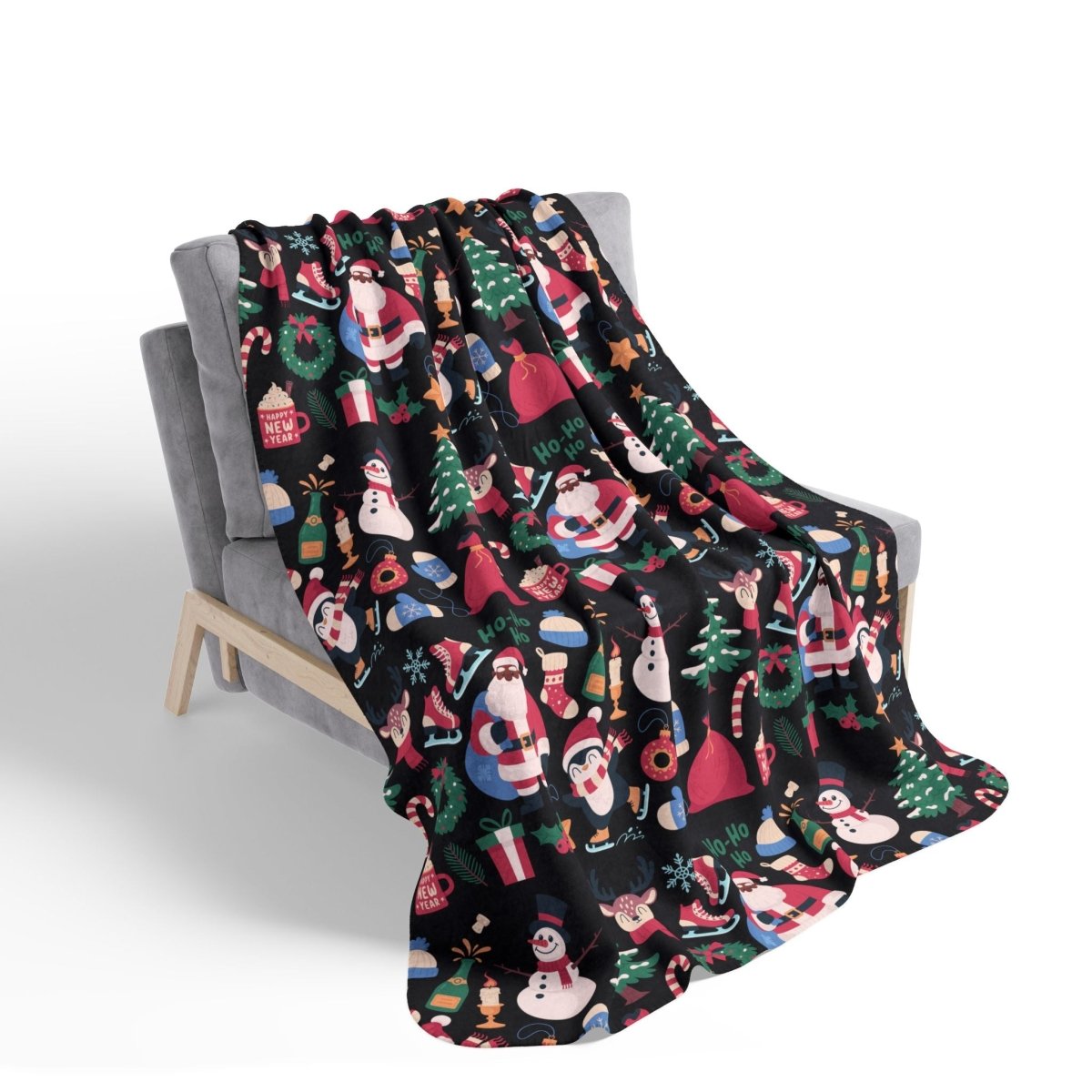 Santa Pattern Sherpa Blanket - Afrocentric Art by The Trini Gee