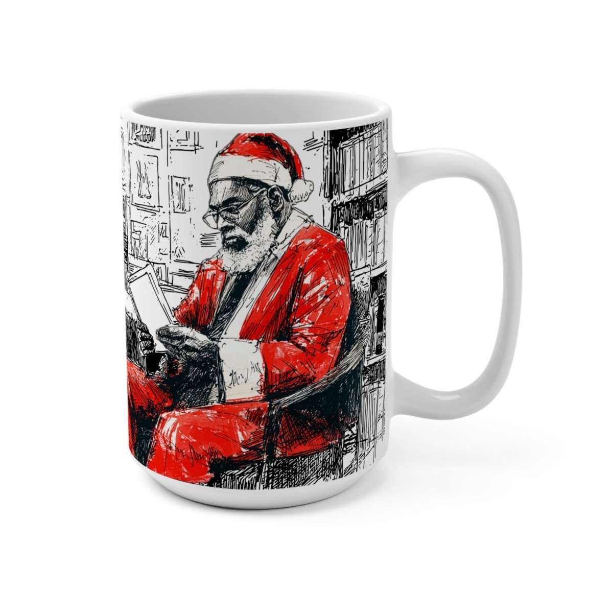 Santa Reading Mug - Afrocentric Art by The Trini Gee