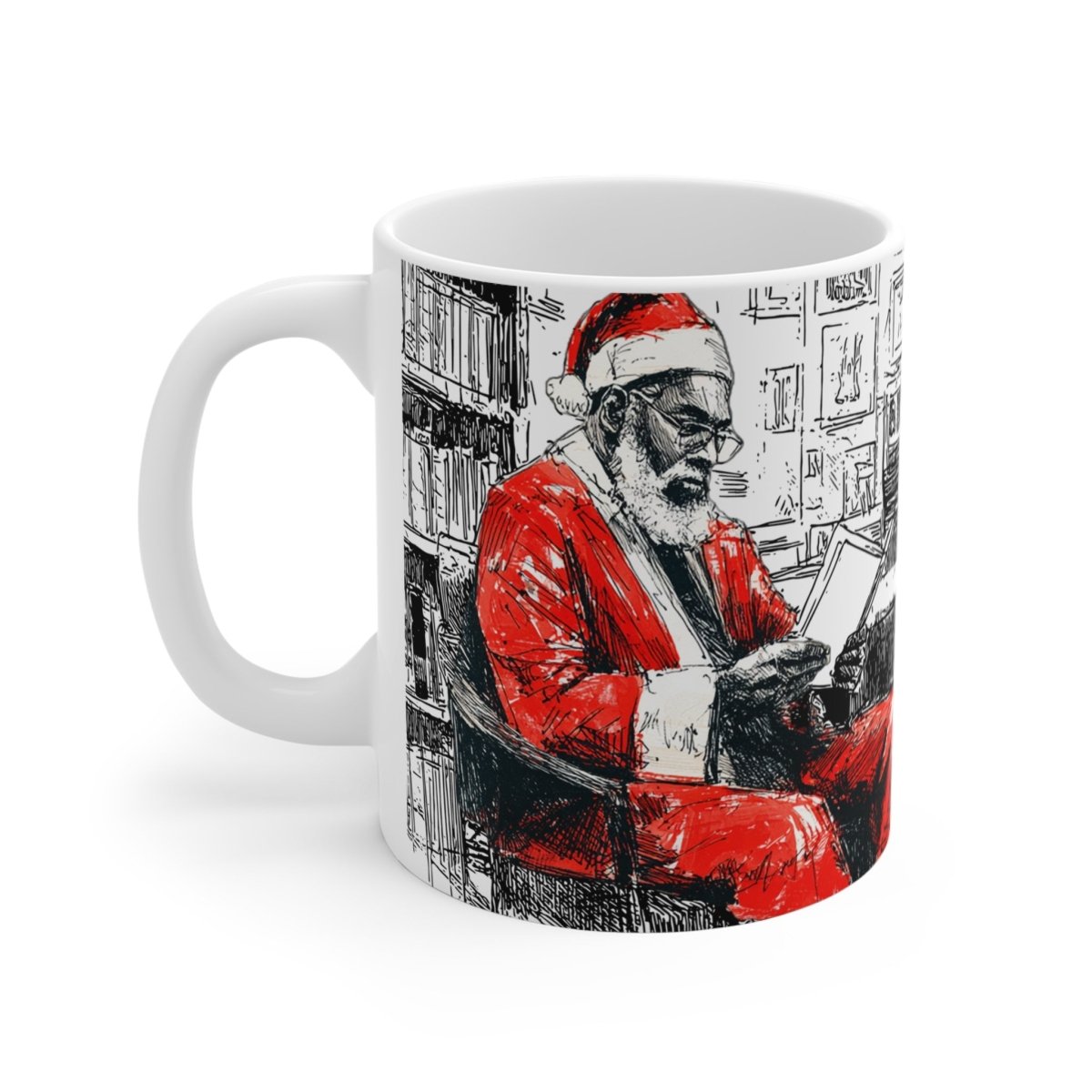 Santa Reading Mug - Afrocentric Art by The Trini Gee
