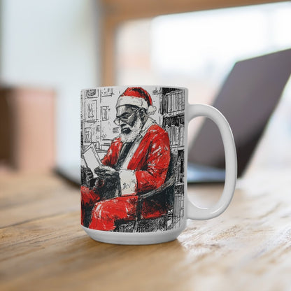 Santa Reading Mug - Afrocentric Art by The Trini Gee
