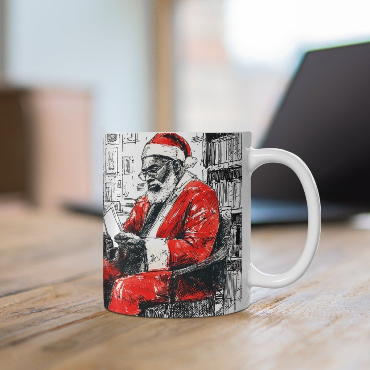 Black Santa Reading Mug