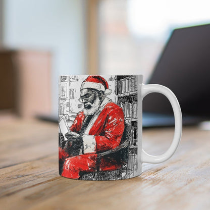 Black Santa Reading Mug