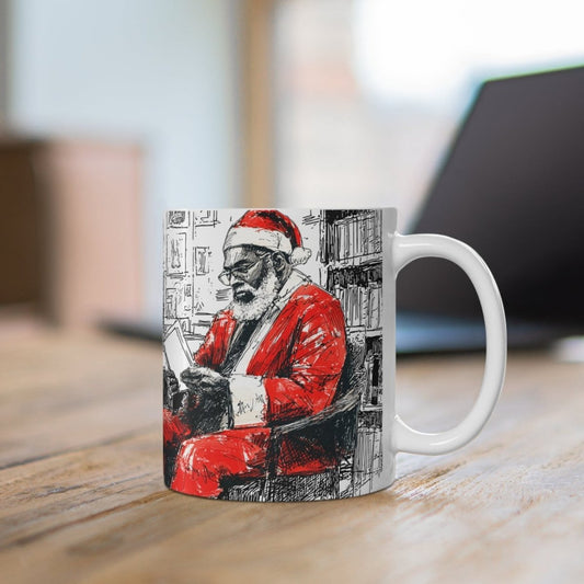 Black Santa Reading Mug