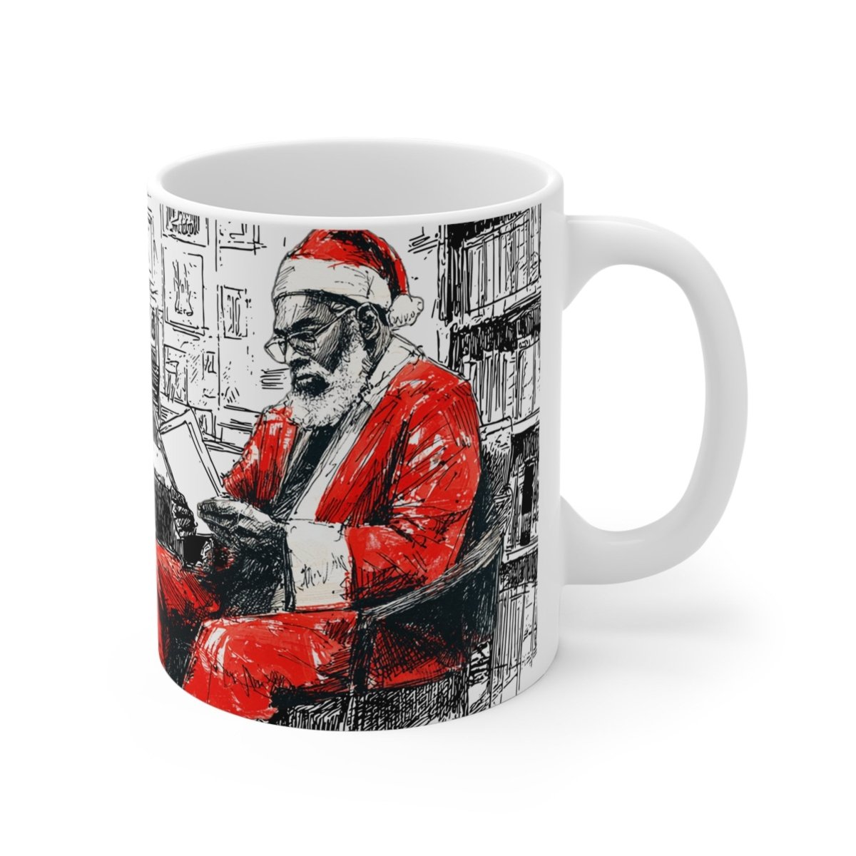Santa Reading Mug - Afrocentric Art by The Trini Gee