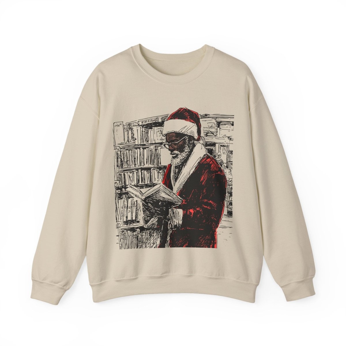 Santa Reading Sweatshirt - Afrocentric Art by The Trini Gee