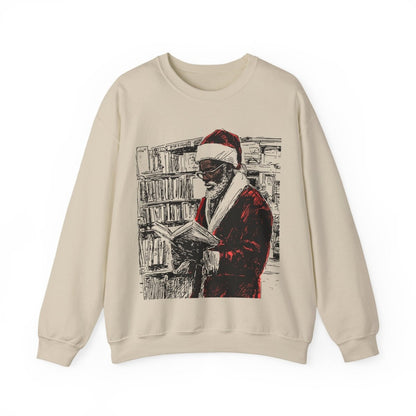 Santa Reading Sweatshirt - Afrocentric Art by The Trini Gee