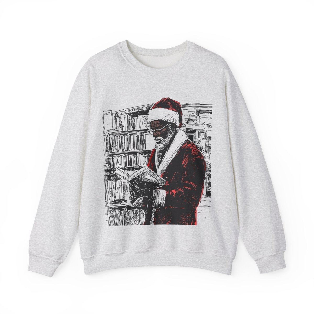 Santa Reading Sweatshirt - Afrocentric Art by The Trini Gee