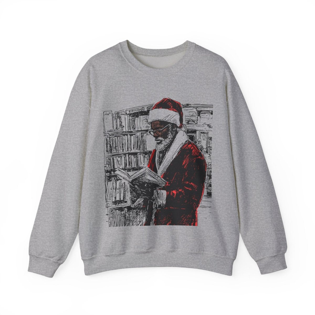 Santa Reading Sweatshirt - Afrocentric Art by The Trini Gee