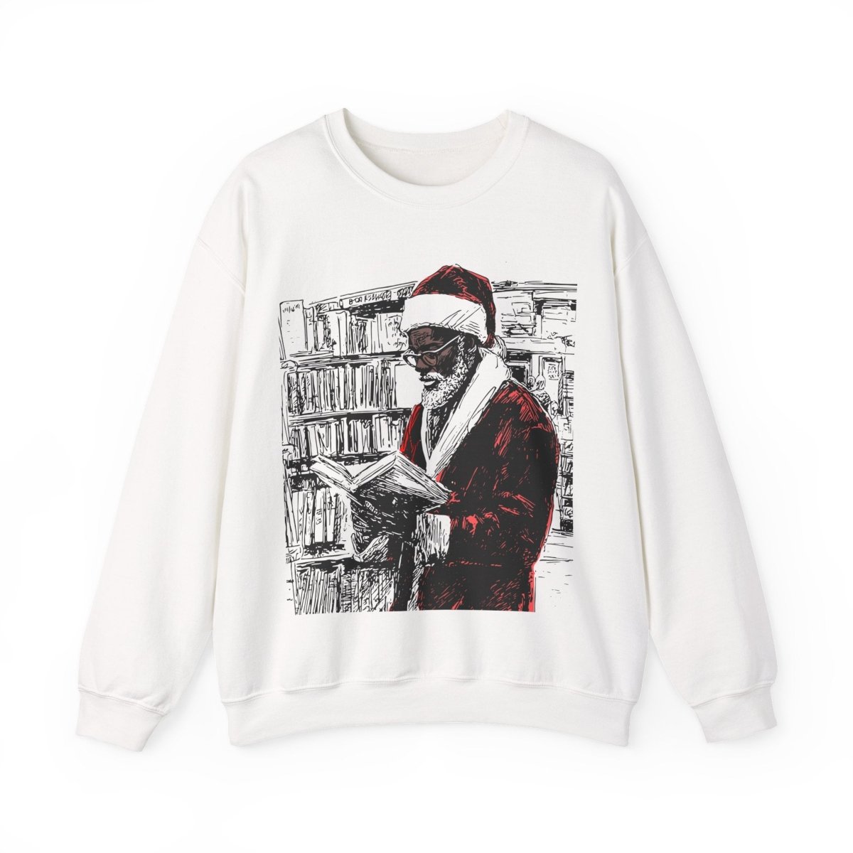 Santa Reading Sweatshirt - Afrocentric Art by The Trini Gee