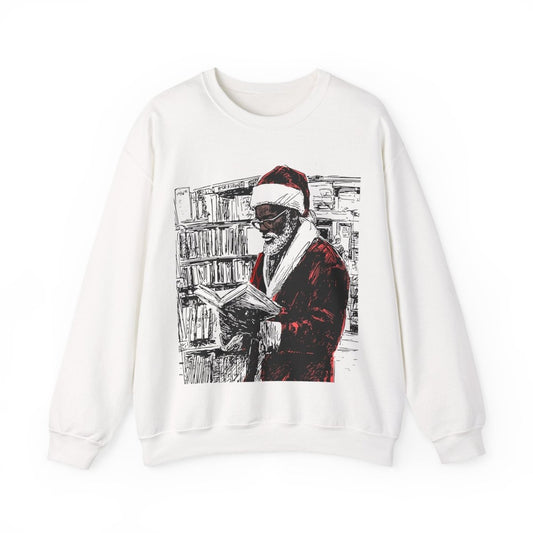 Santa Reading Sweatshirt - Afrocentric Art by The Trini Gee