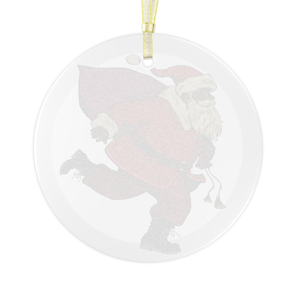 Santa Run Glass Ornament - Afrocentric Art by The Trini Gee