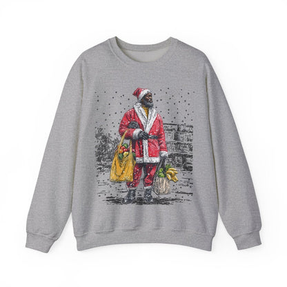Santa Running Errands Sweatshirt - Afrocentric Art by The Trini Gee