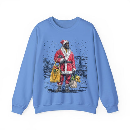 Santa Running Errands Sweatshirt - Afrocentric Art by The Trini Gee