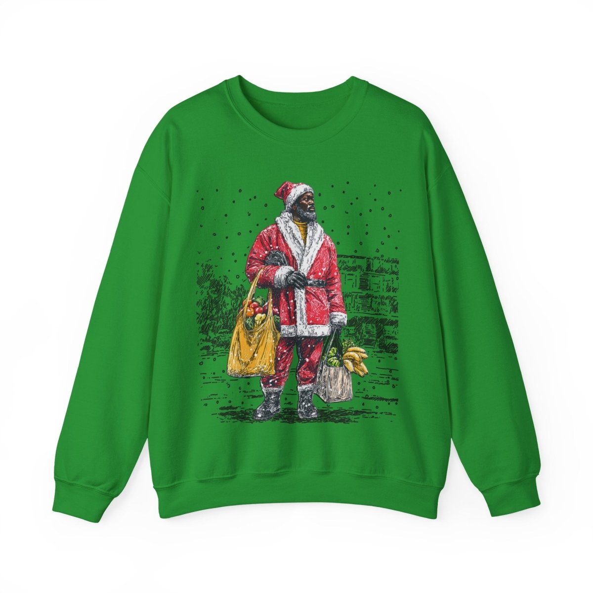 Santa Running Errands Sweatshirt - Afrocentric Art by The Trini Gee