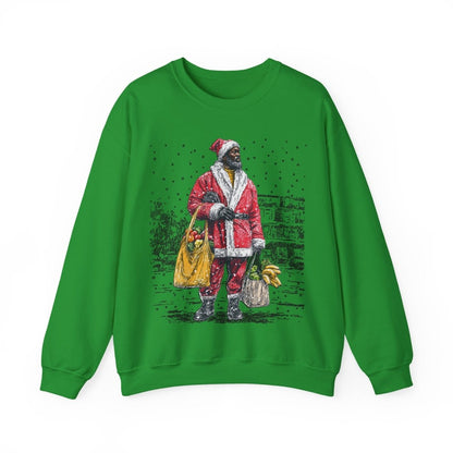 Santa Running Errands Sweatshirt - Afrocentric Art by The Trini Gee
