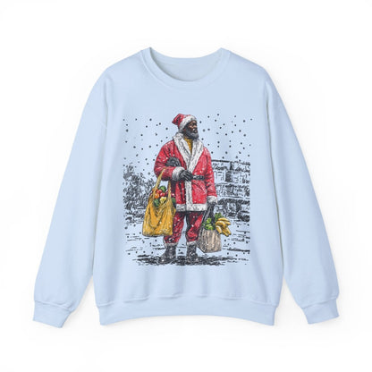 Santa Running Errands Sweatshirt - Afrocentric Art by The Trini Gee