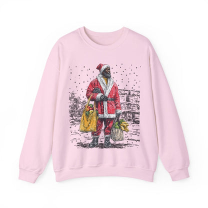 Santa Running Errands Sweatshirt - Afrocentric Art by The Trini Gee