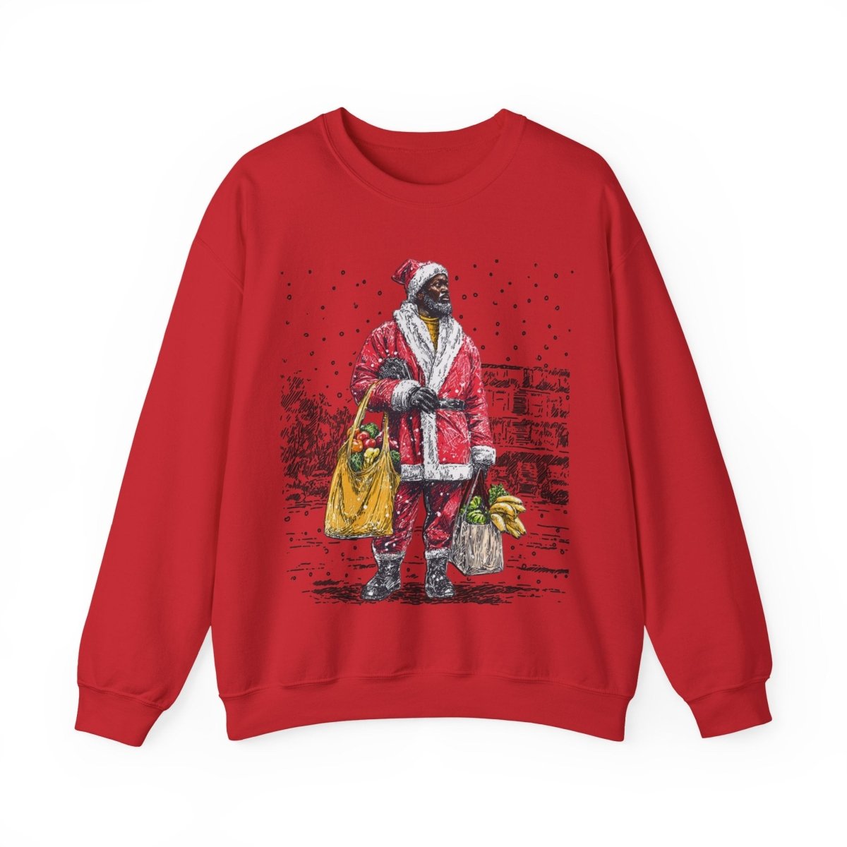 Santa Running Errands Sweatshirt - Afrocentric Art by The Trini Gee