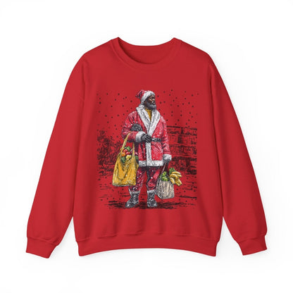 Santa Running Errands Sweatshirt - Afrocentric Art by The Trini Gee